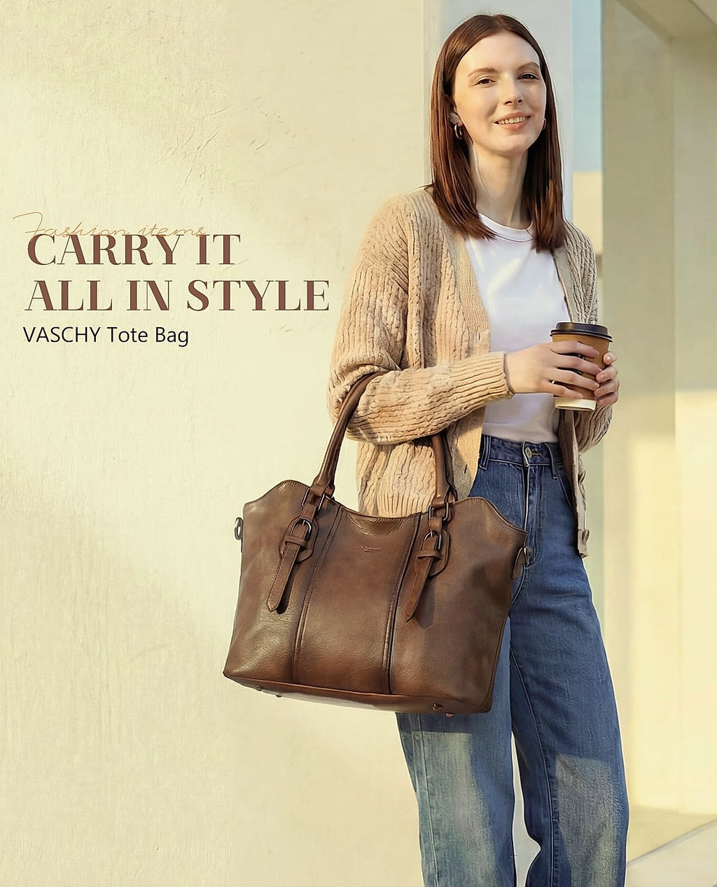 VASCHY Hobo Bag Women Vegan Leather Satchel Crossbody