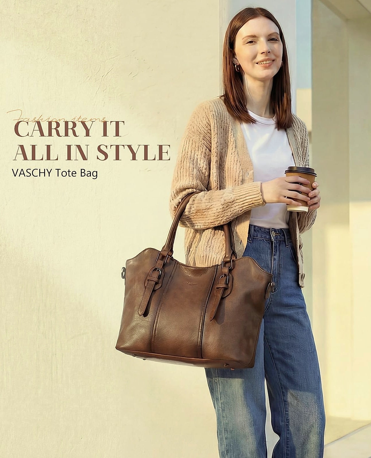 VASCHY Hobo Bag Women Vegan Leather Satchel Crossbody