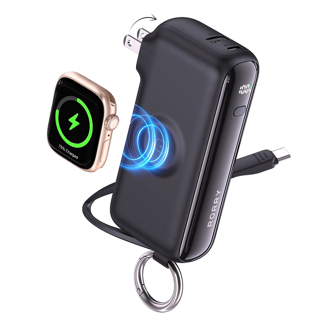 RORRY Flow 10000mAh 40W Portable Charger with Built-in USB-C Cable