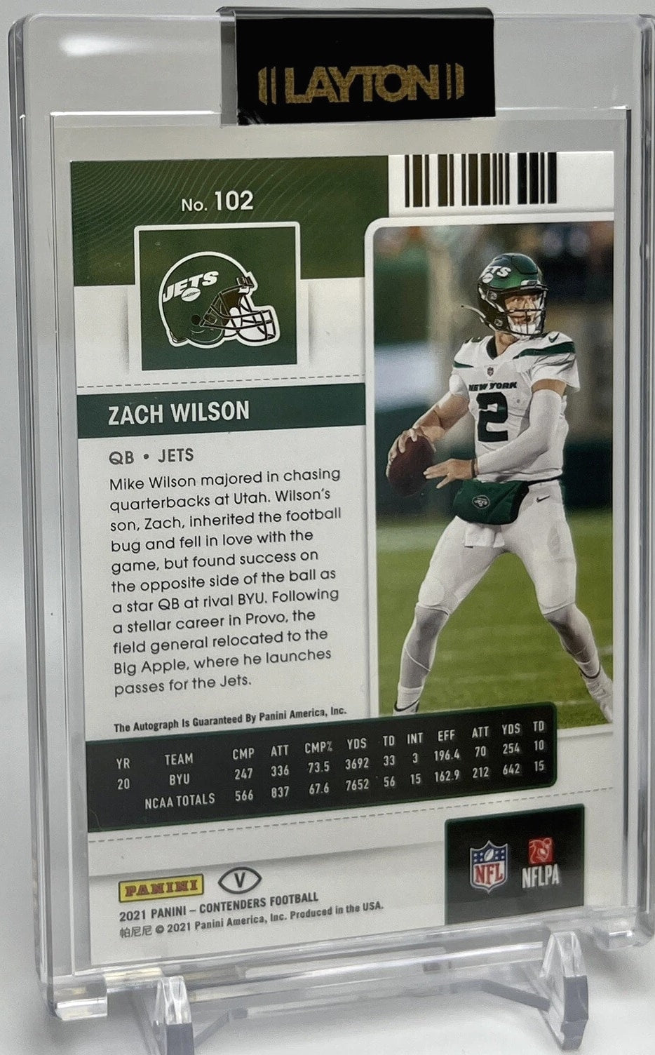 2021 Panini Contenders Rookie Ticket Zach Wilson Auto Red Zone Variation #102