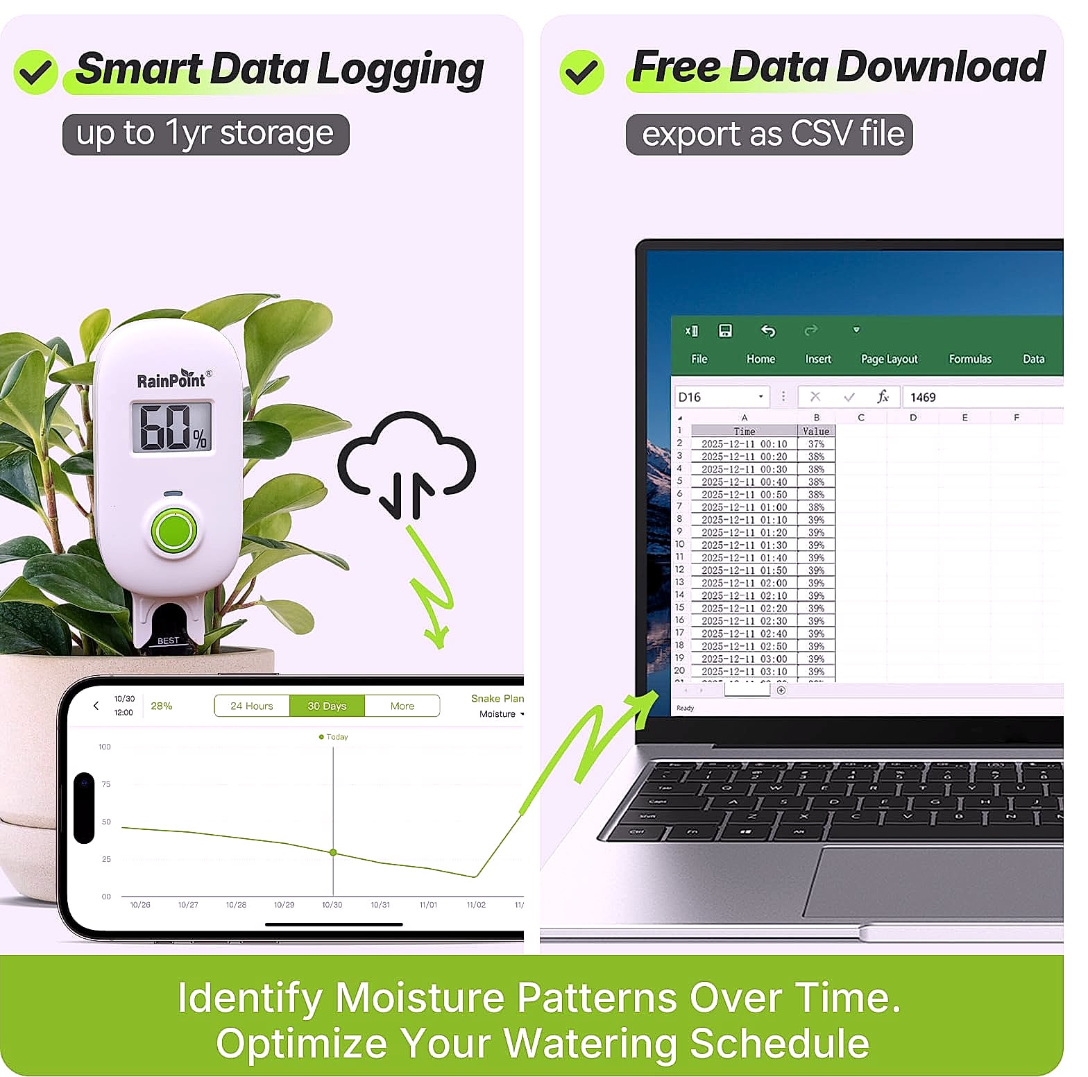 RAINPOINT Smart Wireless Moisture Meter with WiFi Hub Kit