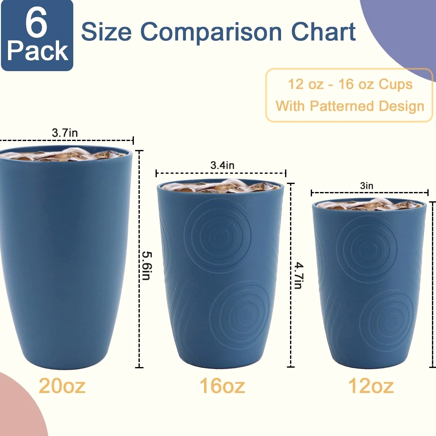 Wheat Straw Cups 16 OZ, Plastic Drinking Glasses, Drinking Cup, Unbreakable K...