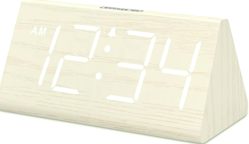 DreamSky Wooden Digital Alarm Clock with USB Charger Port