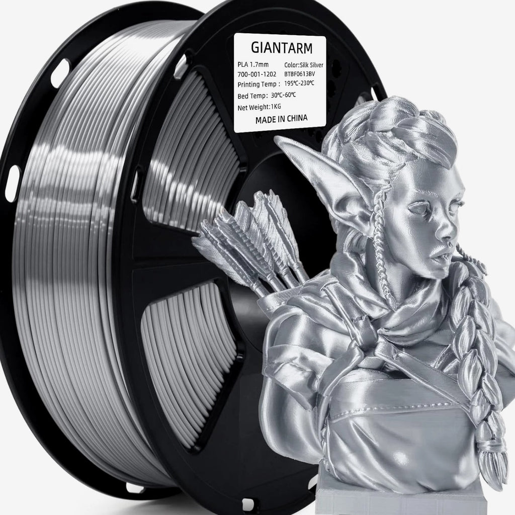 Silk Metallic Silver PLA 3D Printer Filament 1Kg Spool, 1.75Mm Dimensional Accuracy