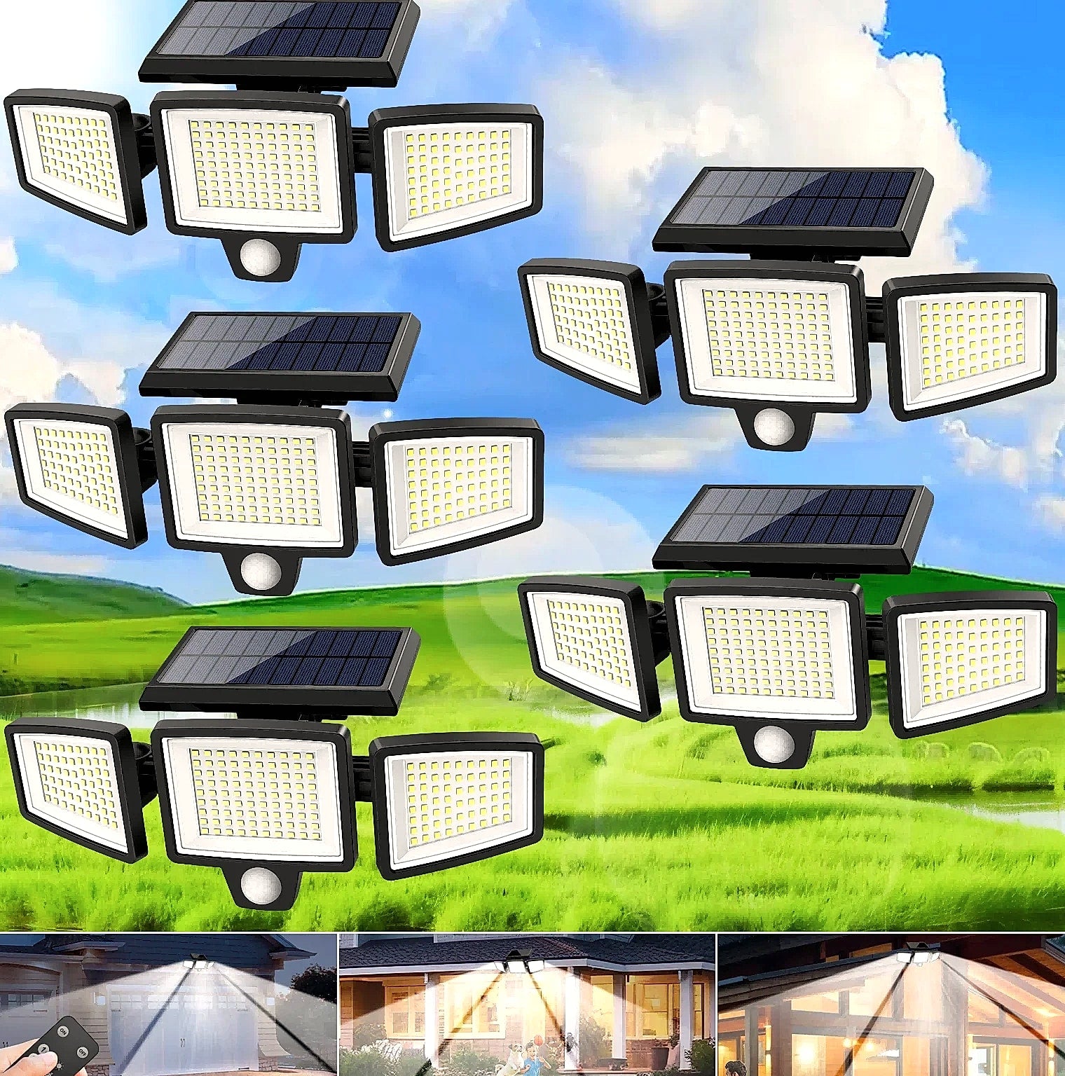 SZRSTH 3-Head Solar Motion Sensor Security Light