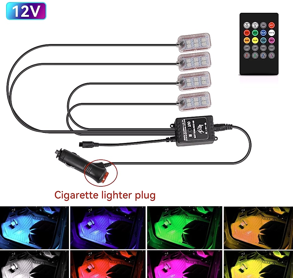WUMFIRE Car Interior LED Ambient Lighting Kit with Remote Control