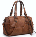 Dasein Women's Vegan Leather Barrel Bag Hobo Tote