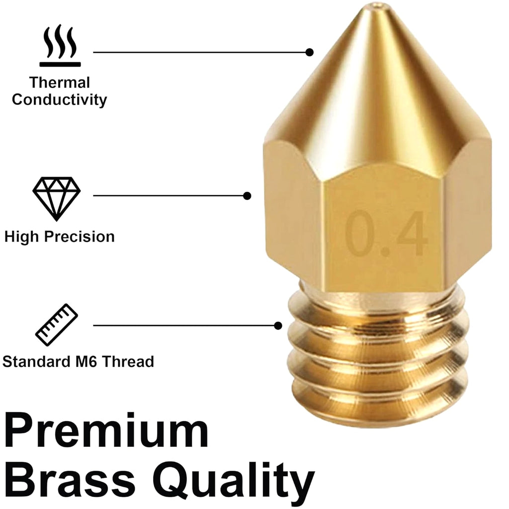 3D Printer Nozzle Kit, 16 PCS MK8 Brass Nozzles 0.2/0.4/0.6/0.8/1.0Mm with Wrench
