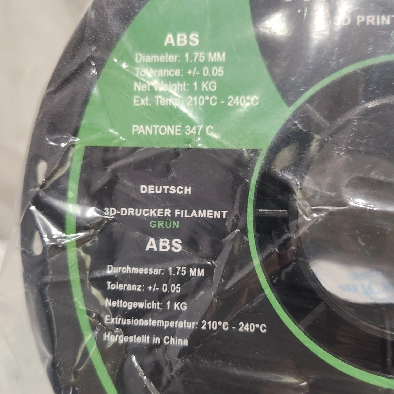 HATCHBOX ABS 1.75 mm 3D Printer Filament in Green, 1kg Spool