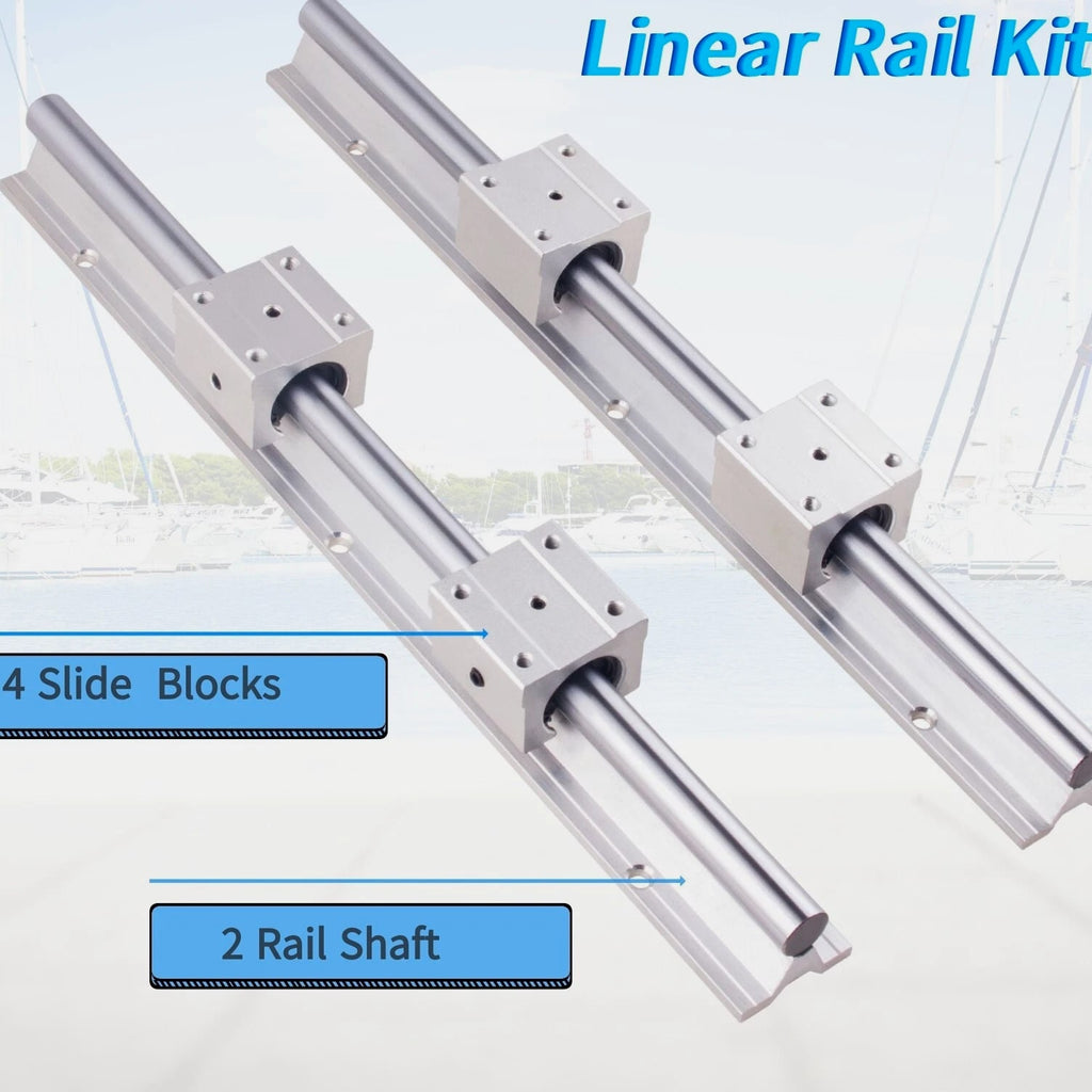 2Pcs SBR12/16/20 Linear Rail Shaft 300mm~1500mm+4 Pcs SBR12/16/20 Bearing Block