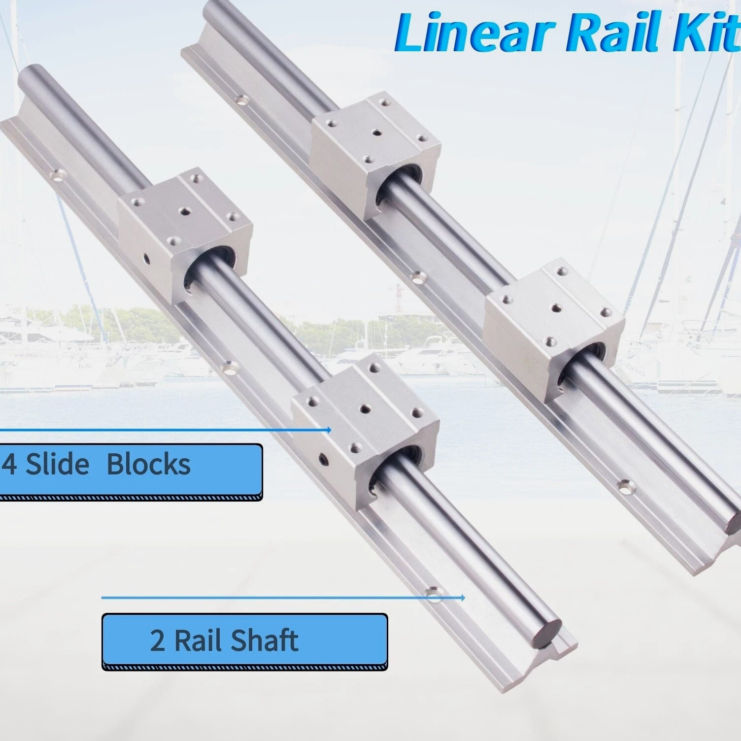 2Pcs SBR12/16/20 Linear Rail Shaft 300mm~1500mm+4 Pcs SBR12/16/20 Bearing Block