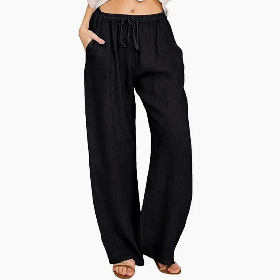 Women's Cotton Linen Elastic Waist Casual Pants