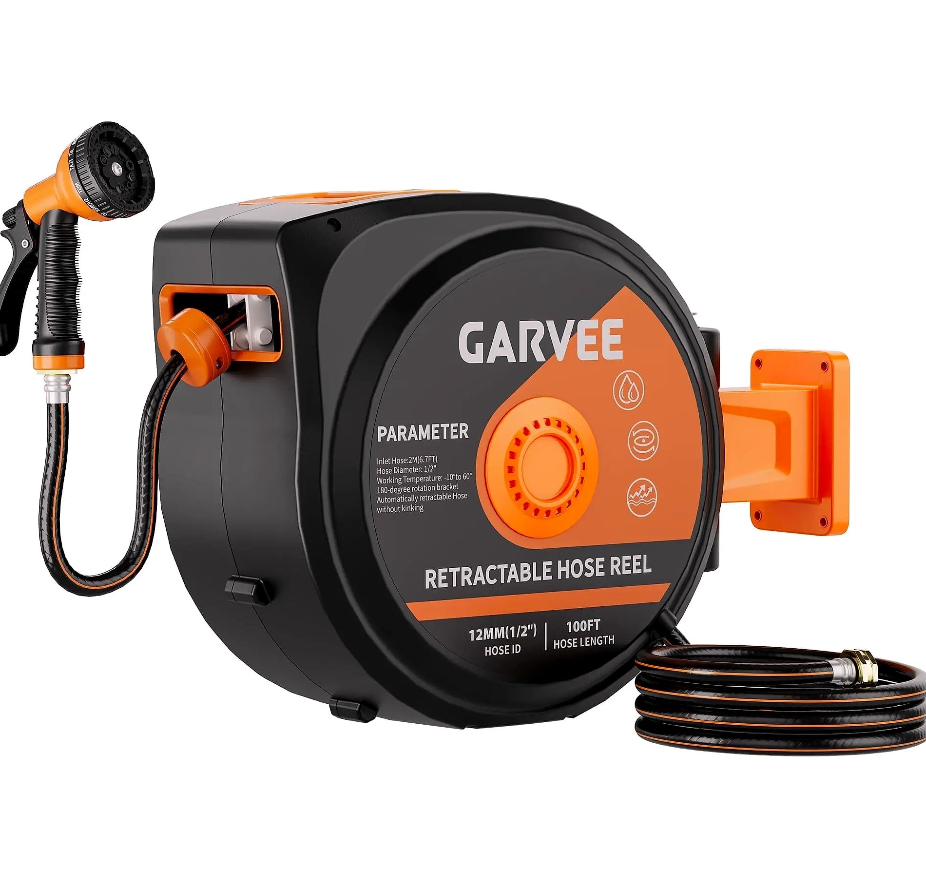 HiMISS Retractable Garden Hose Reel 50FT 100FT 130FT Wall Mounted