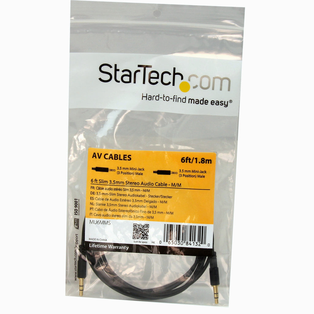 StarTech.com MU6MMS 6ft Slim 3.5mm Audio Cable