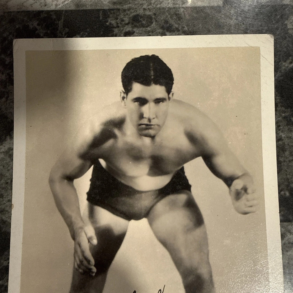 Vintage Wrestling PostCard Vincent Lopez Possibly Signed? Rare