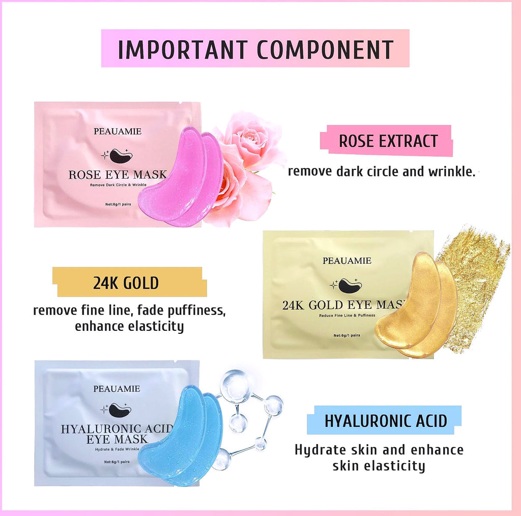 PEAUAMIE Under Eye Patches Gold Hyaluronic Acid 30 Pairs