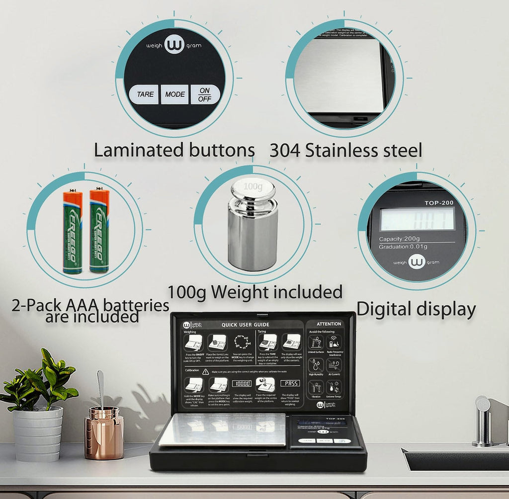 Weigh Gram 200g Digital Pocket Scale with 0.01g Accuracy