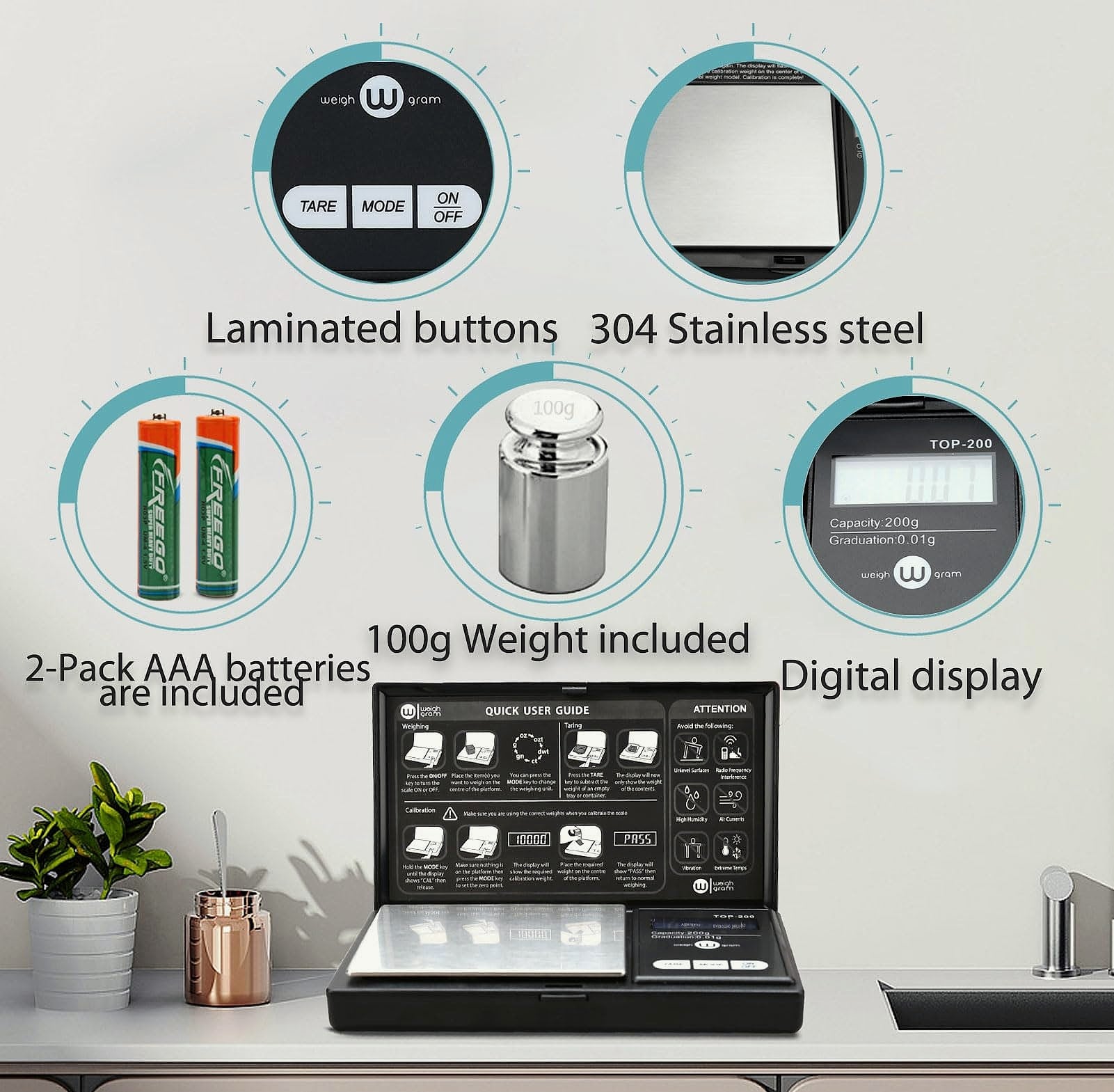 Weigh Gram 200g Digital Pocket Scale with 0.01g Accuracy