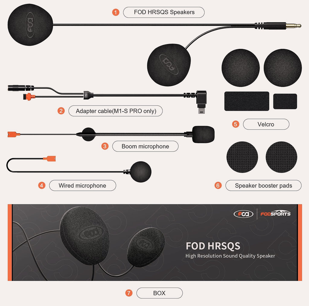 Fodsports M1-S PRO Bluetooth Intercom with Speaker Kit