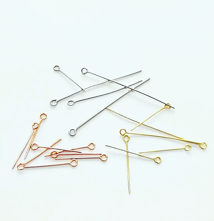 100pcs Stainless Steel 9 Eye Pin Gold Silver Tone 0.6mm Thick Loop Eyepin Findings for DIY Handmade Earring Jewelry Making