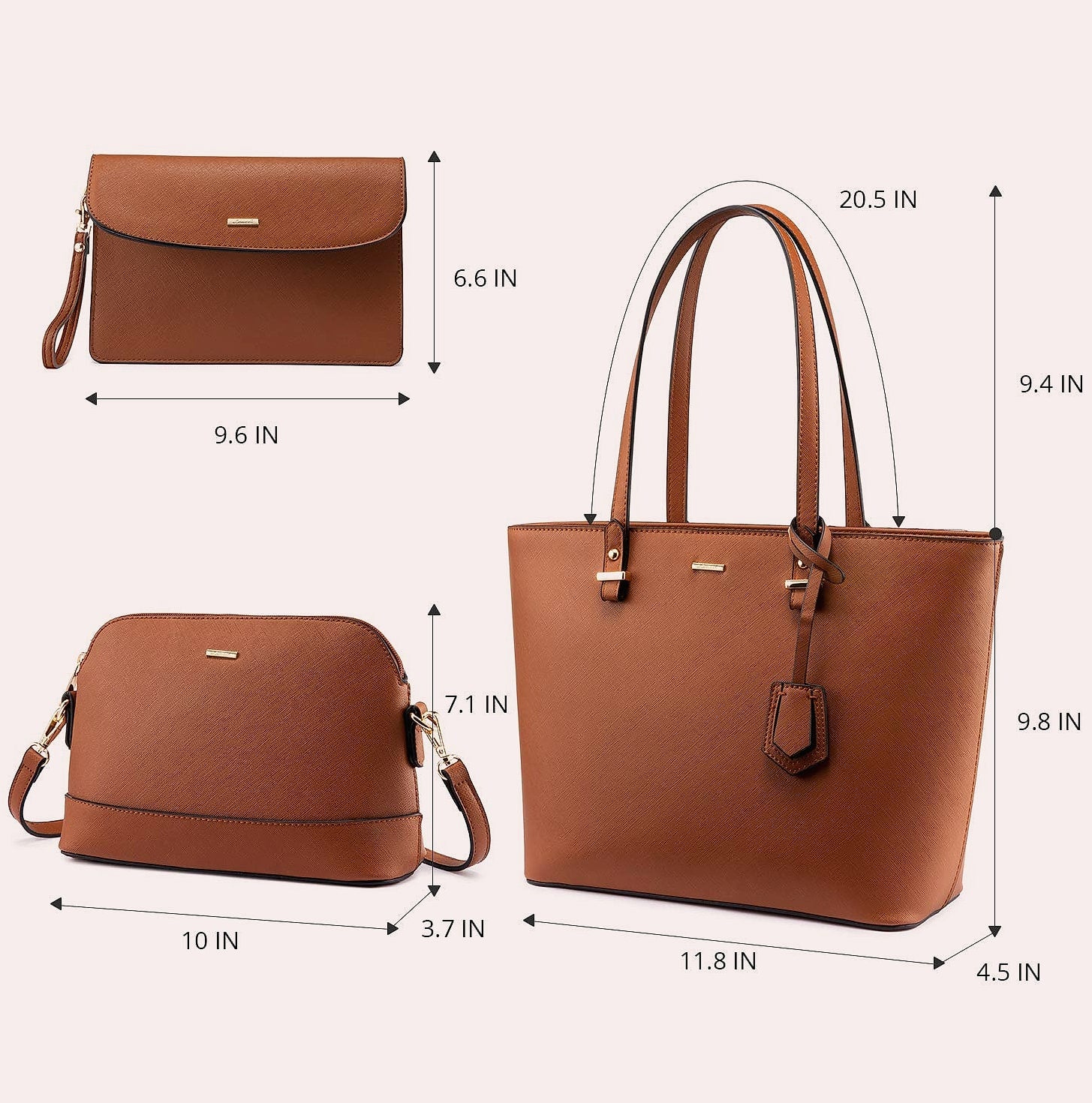 LOVEVOOK 3-Piece Handbag Set with Shoulder Bag, Satchel, and Hobo Purse
