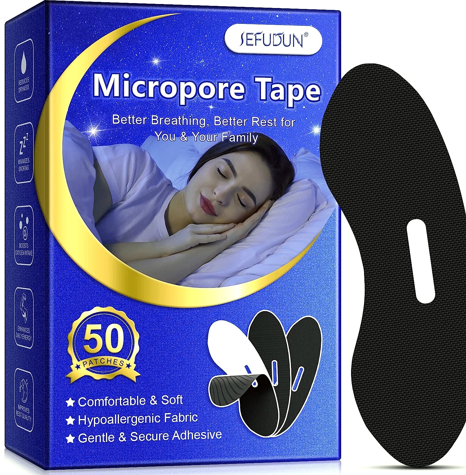 Anti-Snoring Sleep Strips, 50-Count Mouth Seal Tape