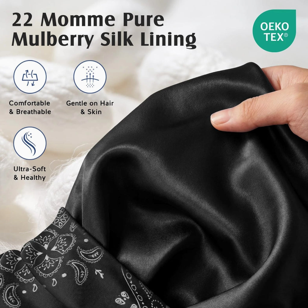 Mulberry Silk Hair Bonnet for Sleeping Women Men, Real Silk Lining, Not Satin...