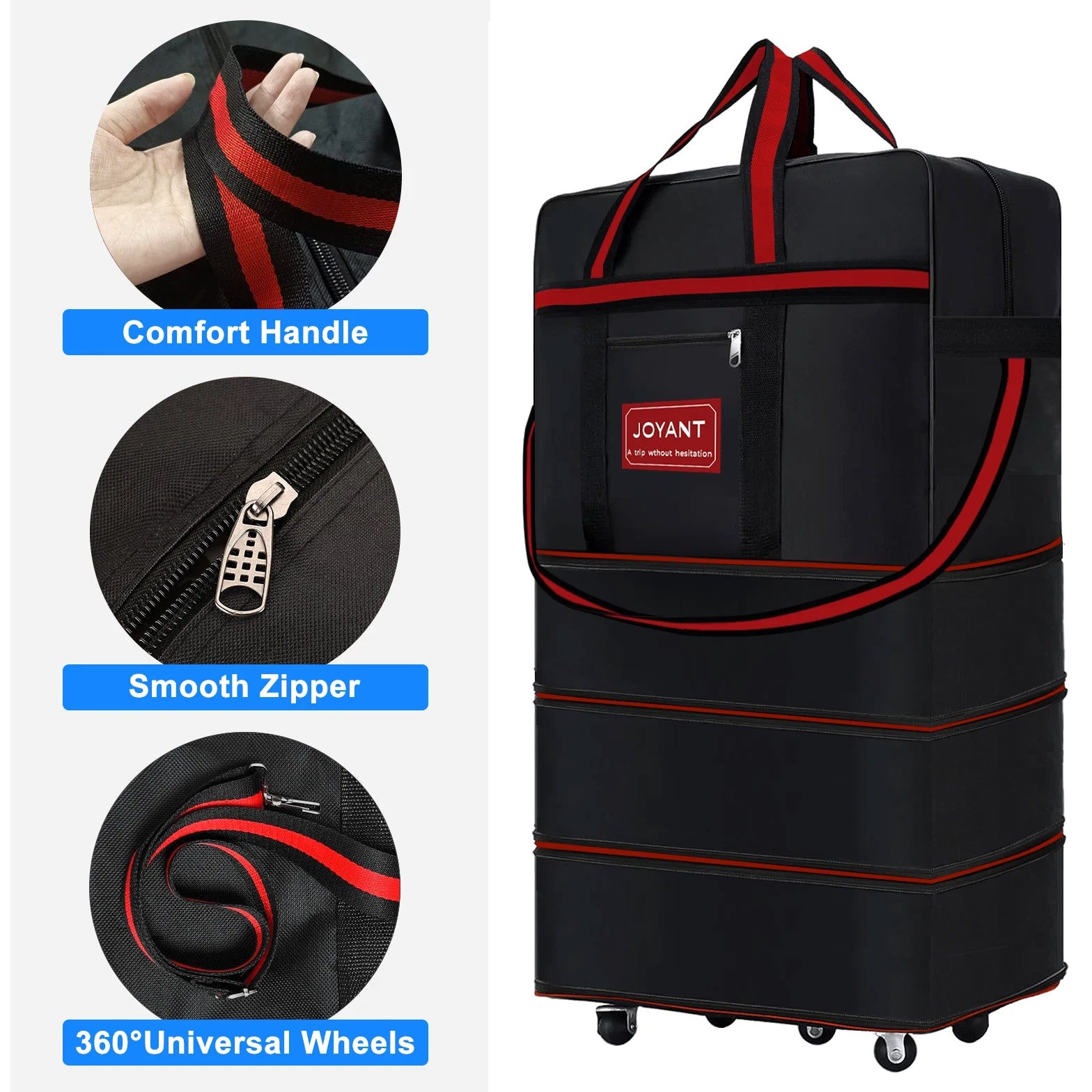 Expandable Duffle Luggage Bag 1200D Foldable Travel Bag 32"/42" w/Rolling Wheels