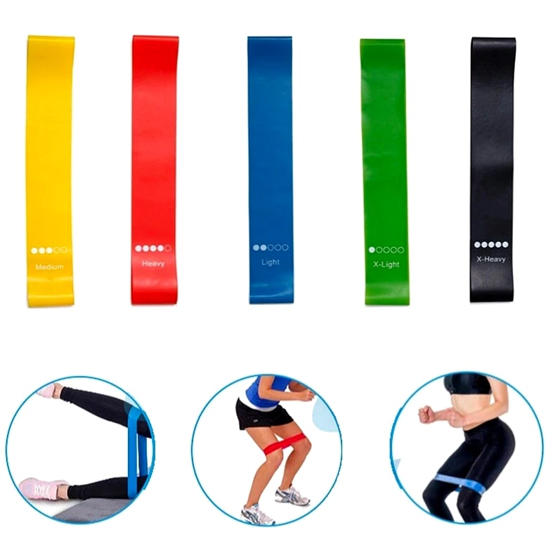 Heavy Duty Resistance Rubber Bands Set 5 Indoor Outdoor Fitness Equipment Sport