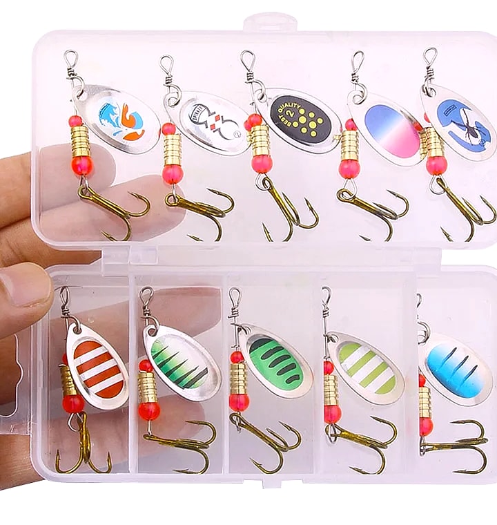 10-Piece Metal Spoon Fishing Lures Spinner Baits for Trout Bass