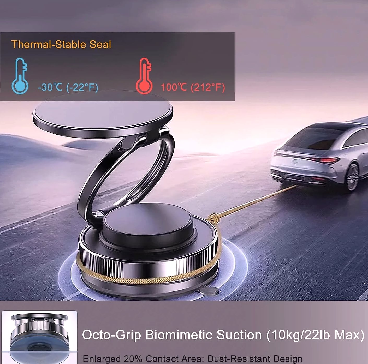360° Rotatable Vacuum Magnetic Car Phone Mount