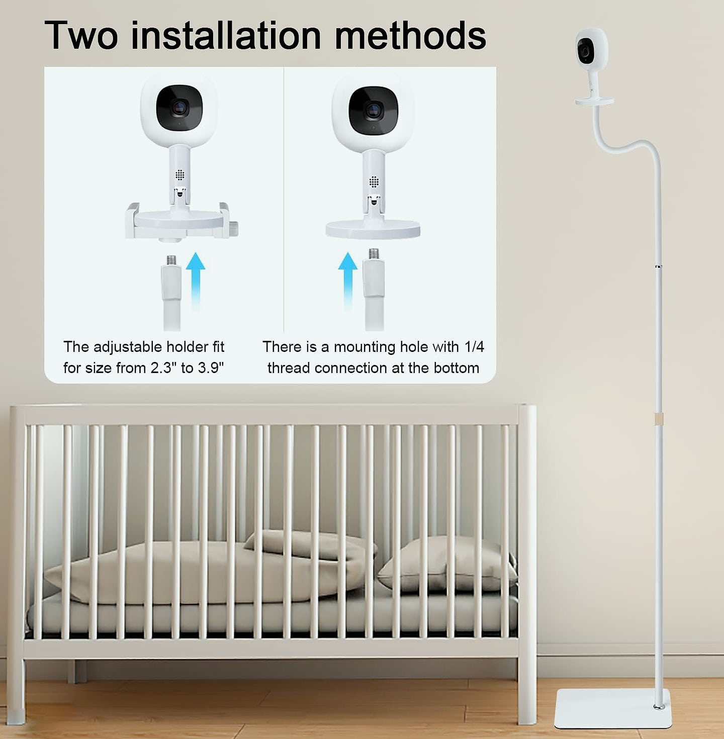 AISVAN Adjustable Height Baby Monitor Floor Stand for Hellobaby