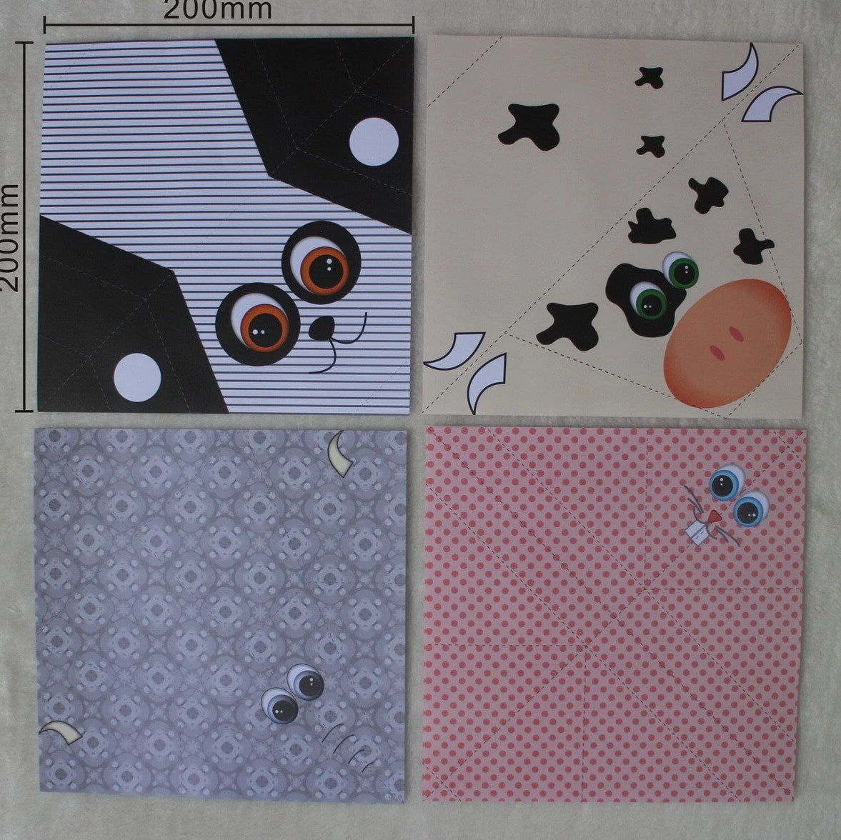4 Sets Origami Folding Paper DIY Instructional Animal Craft Paper 4 Patterns