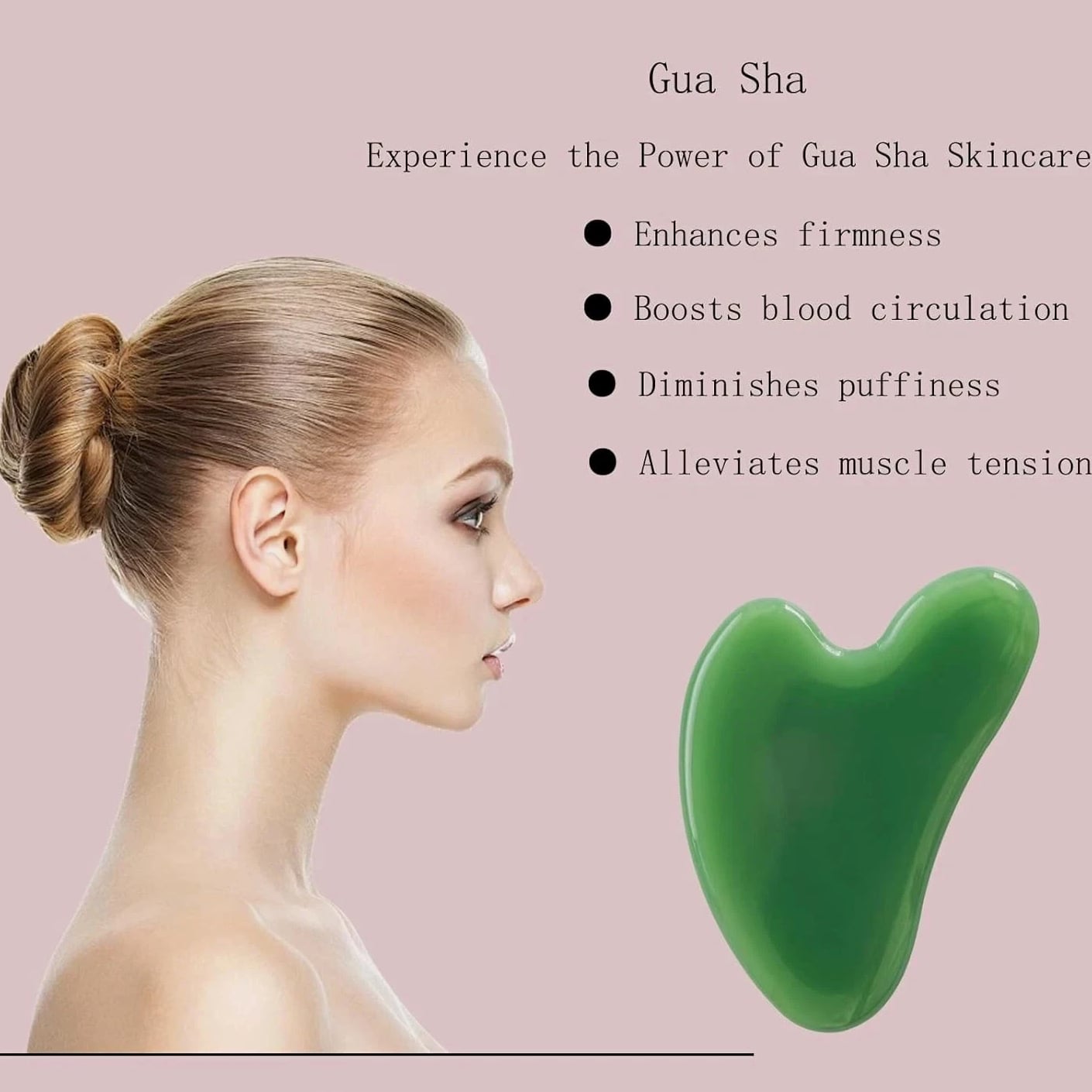 Gua Sha Jade Stone Massage Tool, Guasha Scraping Device for Face and Body Skin