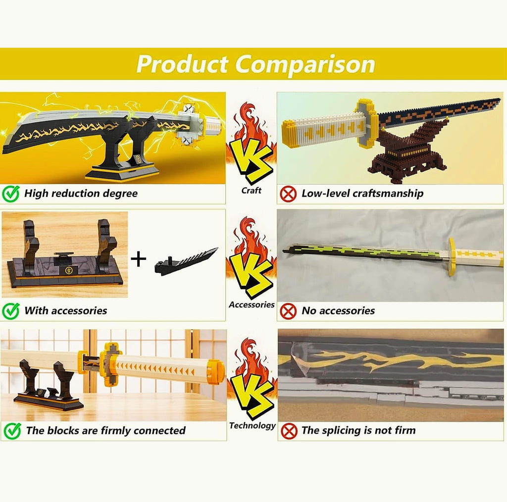 Kravkind 39 Inch Samurai Sword Building Block Set with Scabbard