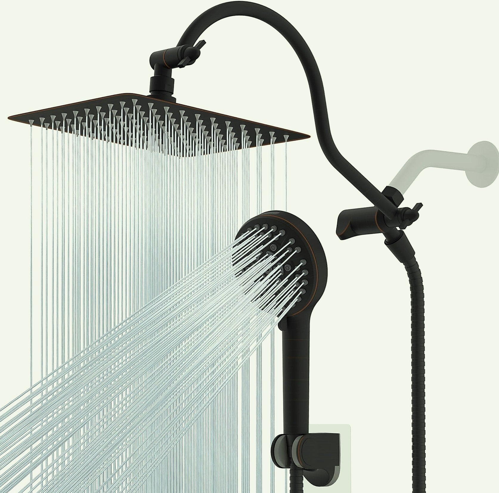 Hibbent 10 inch rainfall shower head combo with handheld sprayer