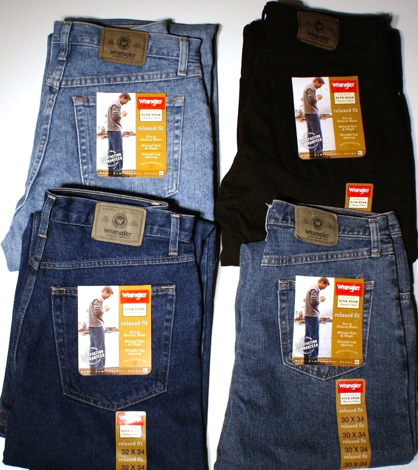 New Wrangler Relaxed Fit Jeans Men's Big and Tall Sizes Four Colors Available