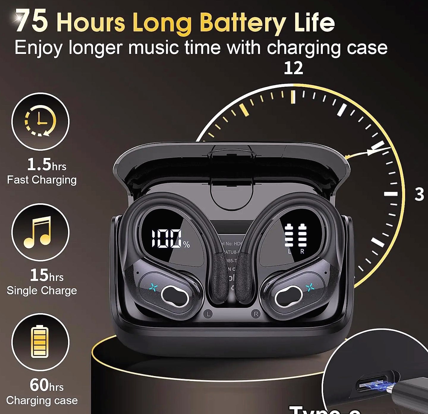 GDLYL HD65 TWS Bluetooth 5.4 wireless earbuds with noise reduction