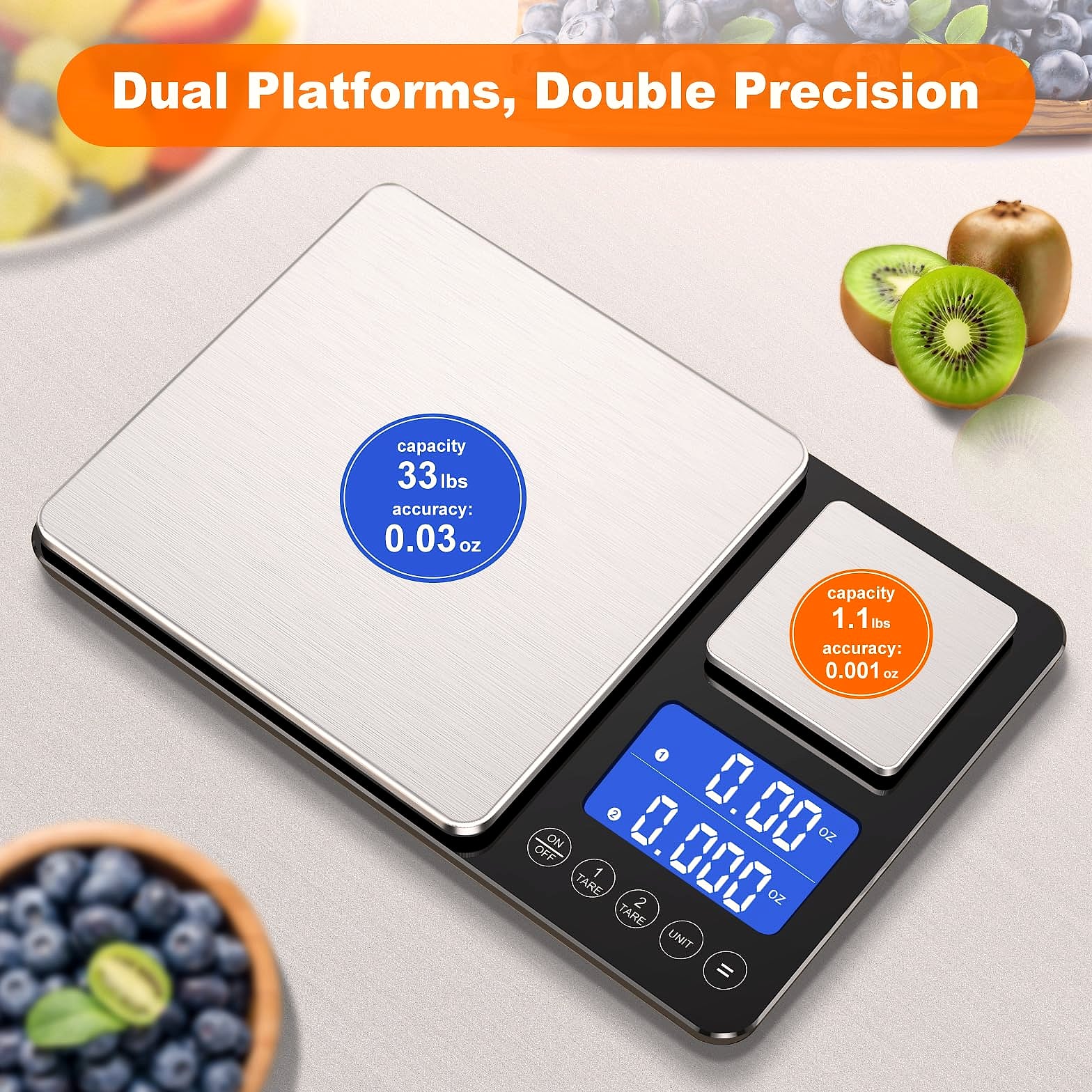 KUAIVO Dual Platform Food Scale, 0.001oz Precision Baking