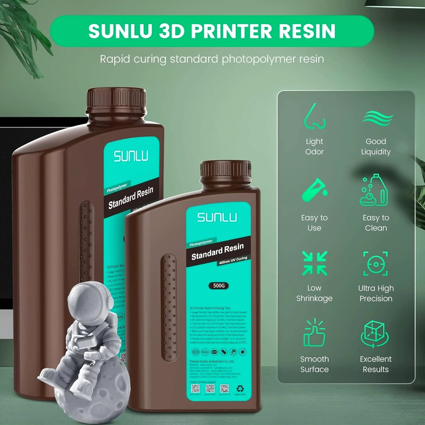 Clear Blue 3D Printer Resin 1kg - Fast Curing, High Precision, Minimal Odor