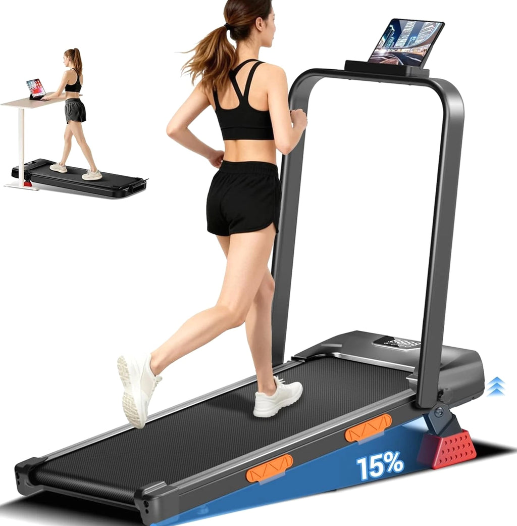 3-in-1 Foldable Treadmill with 300 LBS Capacity, 15% Incline Walking Pad Treadmills for