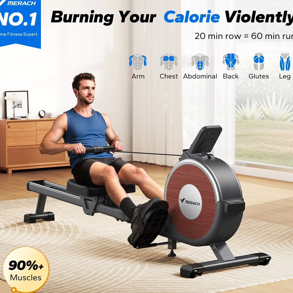 MERACH Q1S Magnetic Rowing Machine 16 Levels of Quiet Resistance Dual Slide Rail