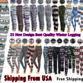 Women's Print Winter Thick Warm Fleece Lined Stretchy Leggings Pants