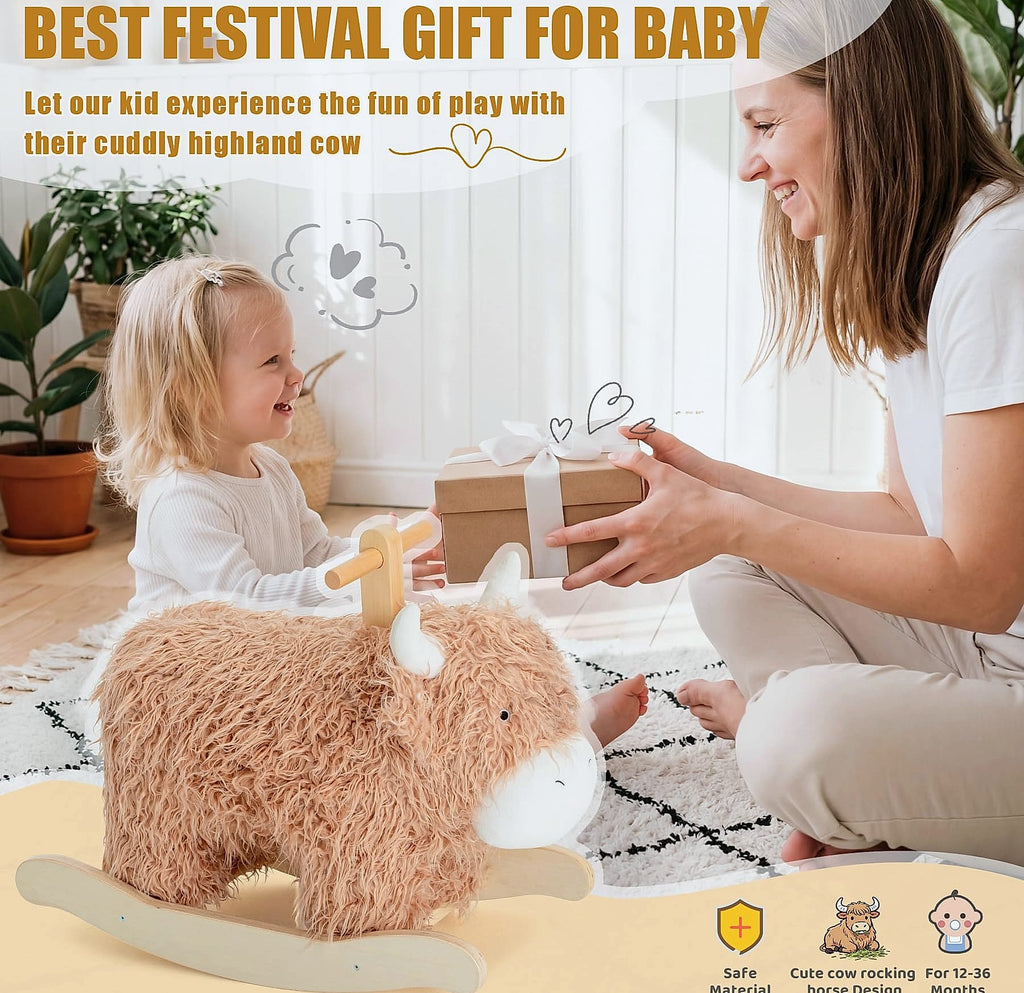 Jolie Vallée Wooden Yak Rocking Horse for Toddlers