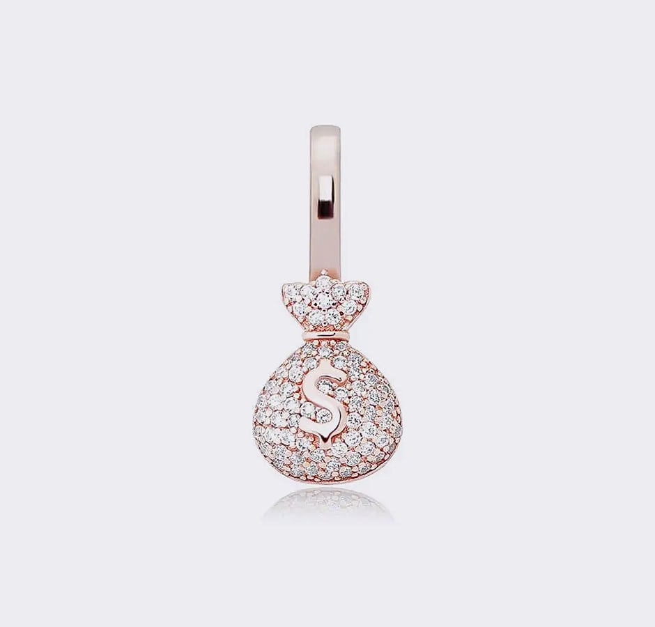 TOPGRILLZ 925 Sterling Silver Money Bag Pendant Box Chain