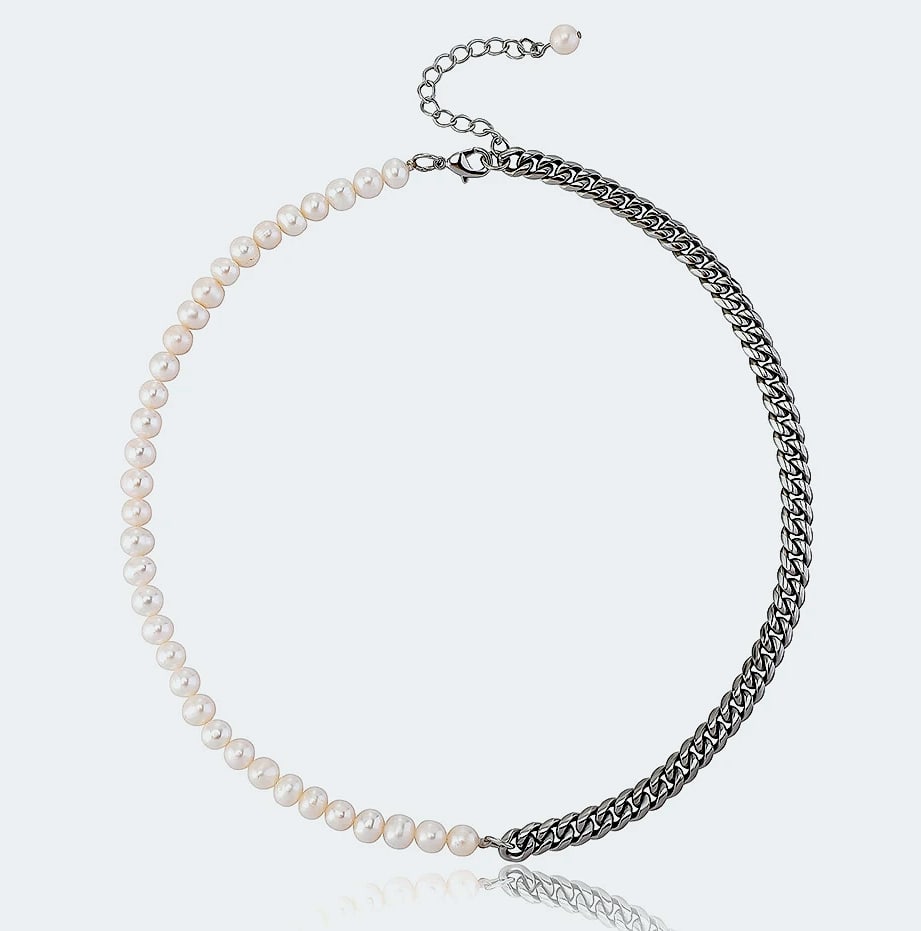 TOPGRILLZ Freshwater Pearl Stainless Steel Chain Necklace