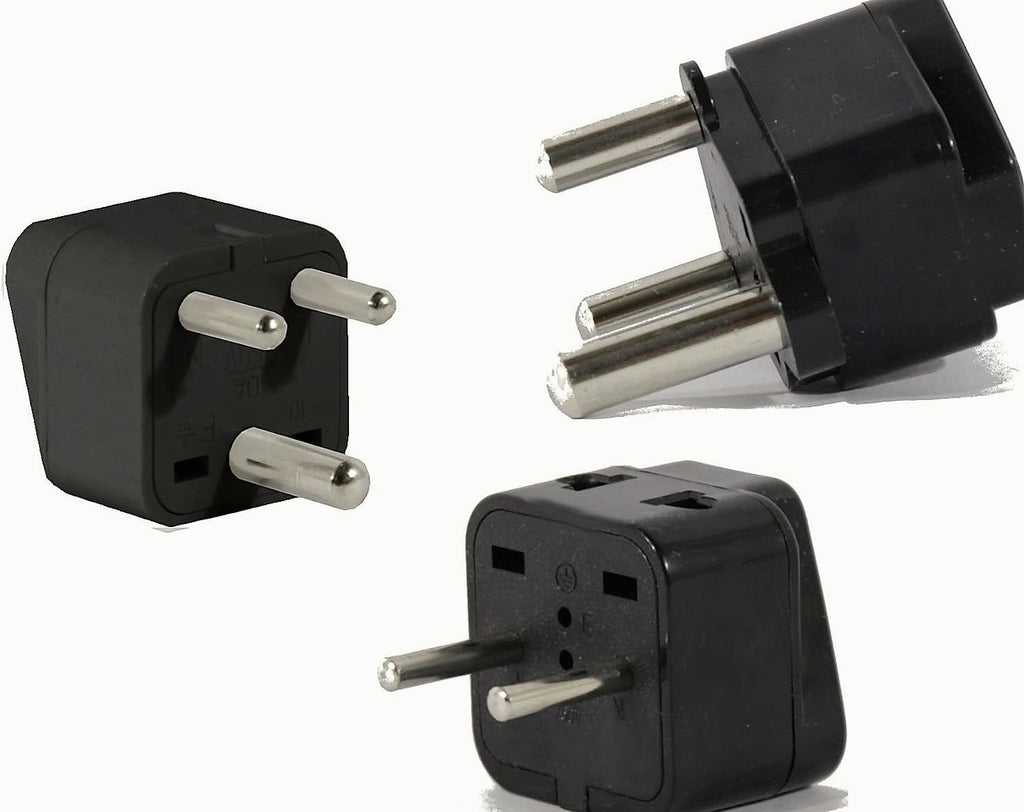 US to India Travel Adapter Plug for USA/Universal to Asia Type E (C/F), M & D AC Power Plugs Pack of 3