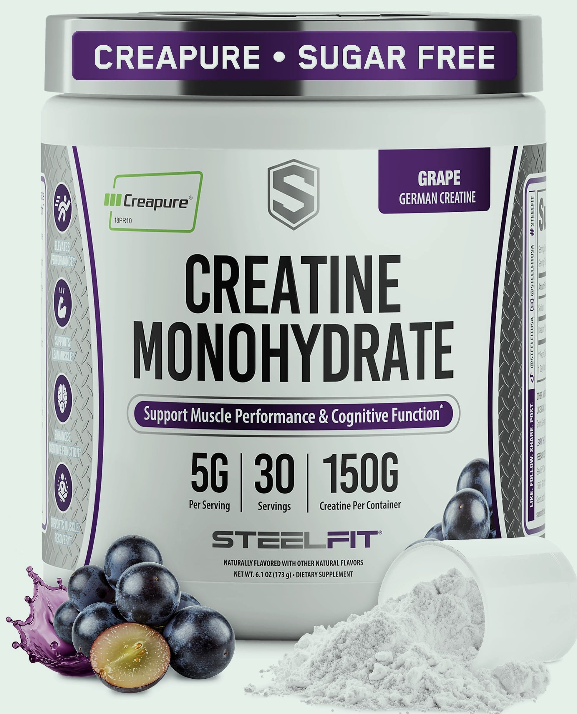 SteelFit Creapure Creatine Monohydrate Powder, Unflavored