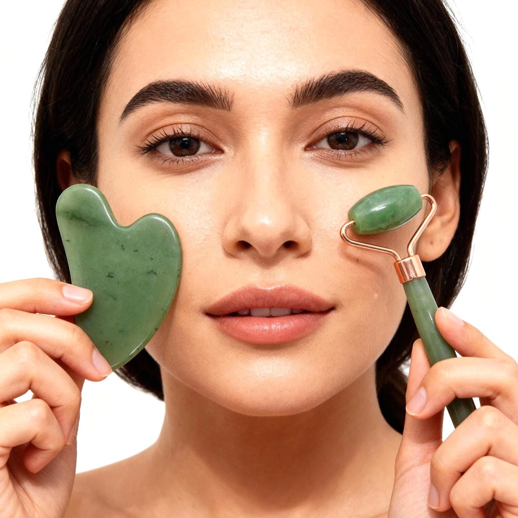Green Jade Roller & Gua Sha Set | Natural Facial Massage Tools for Radiant Skin Glow