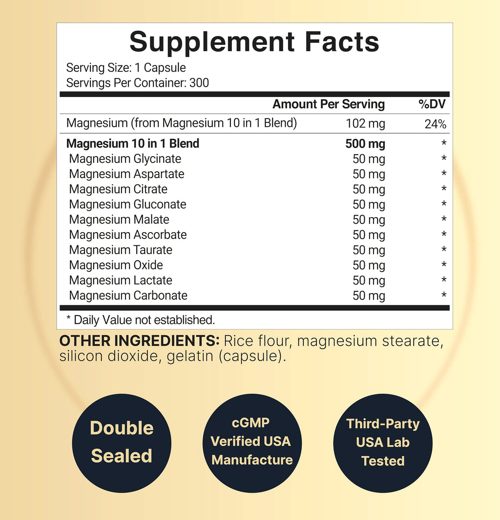 NatureBell Magnesium Complex 500mg, 300 Capsules Supplement